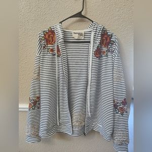 Savanna Jane Ivory and Black Zip Up Hoodie